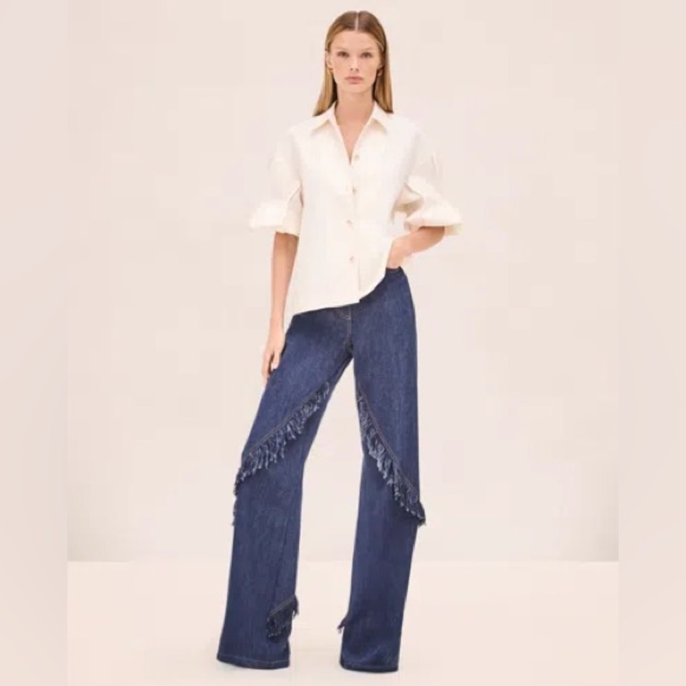 Alexis Elsie Cream Button-Up Blouse L